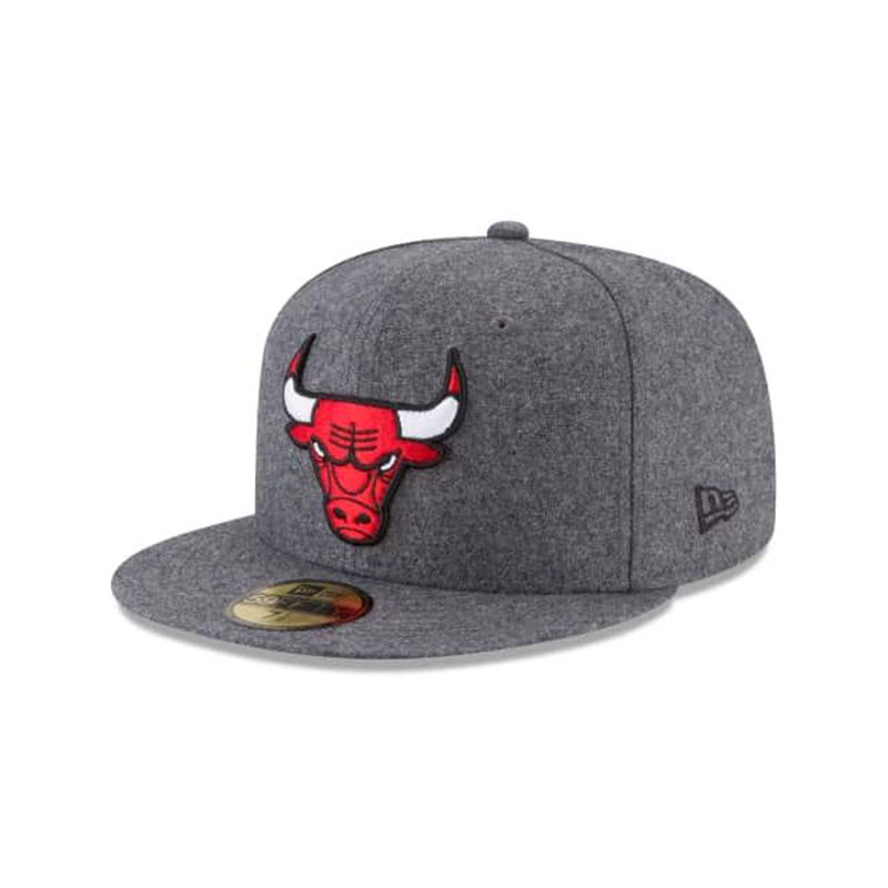 NBA Chicago Bulls Melton Wool 59Fifty Fitted (ABJ7575) - Grey New Era Caps